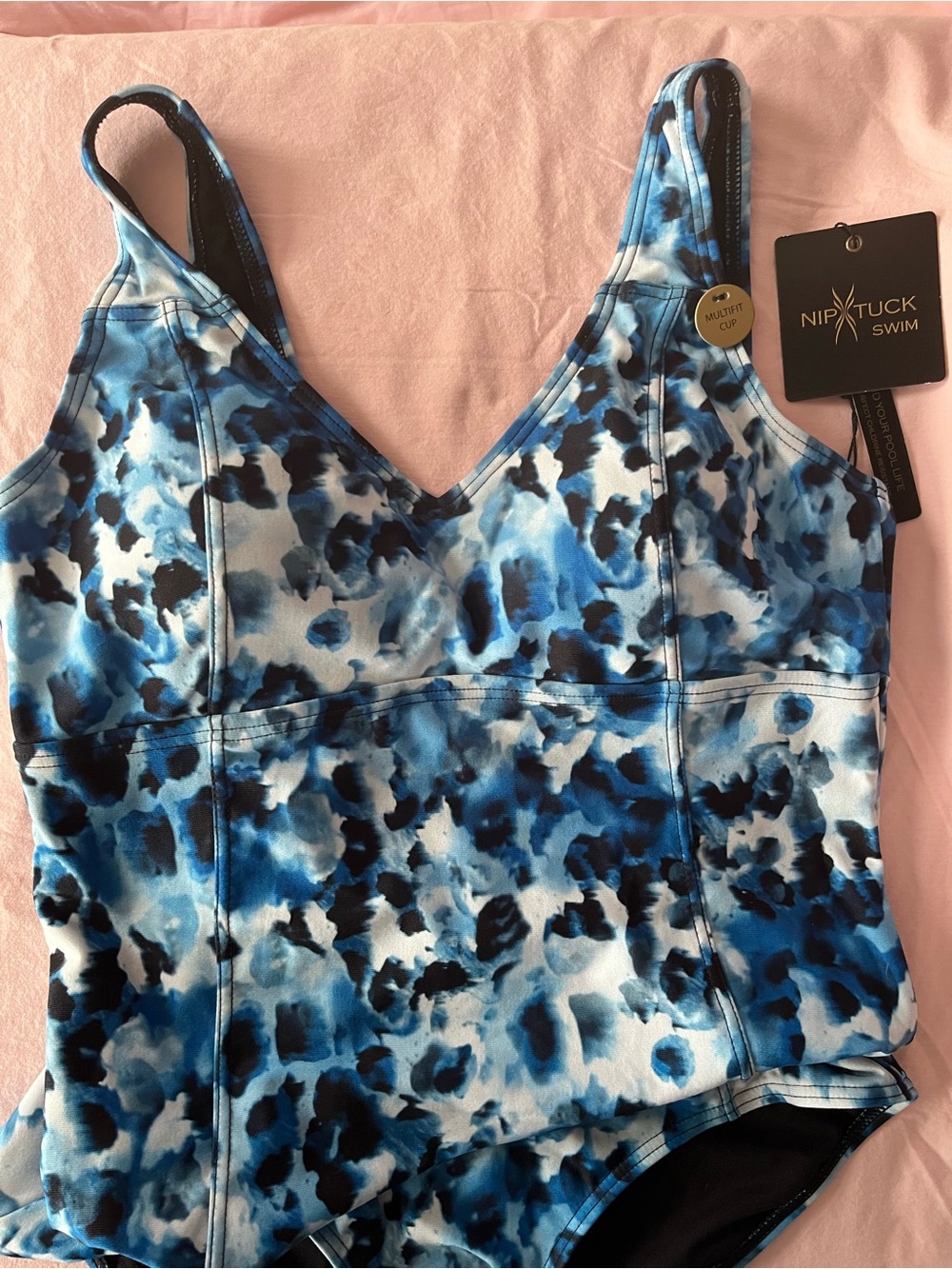 Nip Tuck swim Blue and Black Abstract Print One-Piece